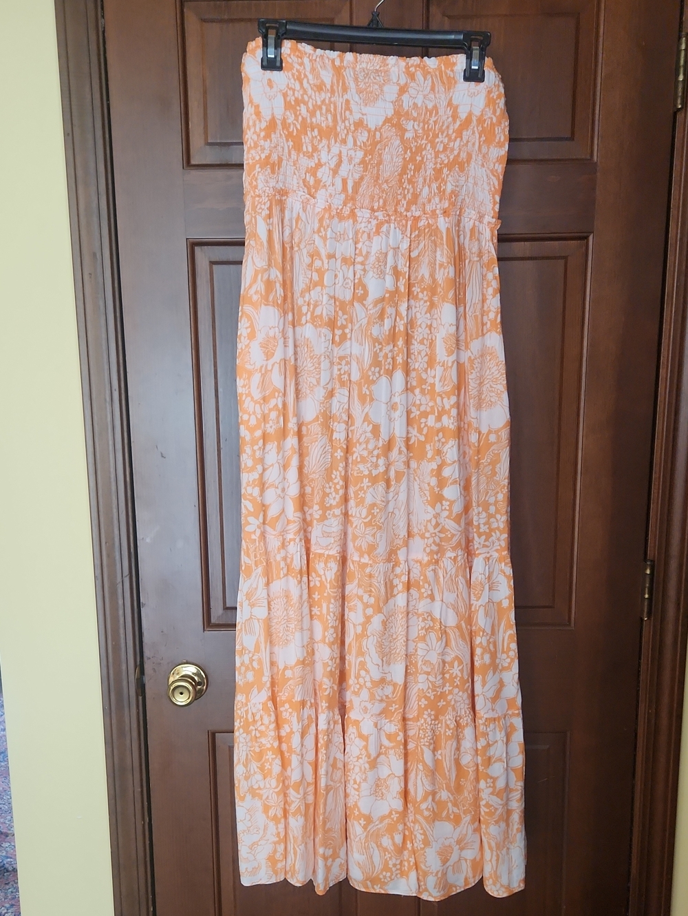 Lilly Pulitzer Orange and White Floral Strapless Coverup Dress.
